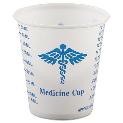 SCC R3 Paper Medical & Dental Graduated Cups, 3oz, White/Blue, 100/Bag, 50 Bags/Carton SCCR3