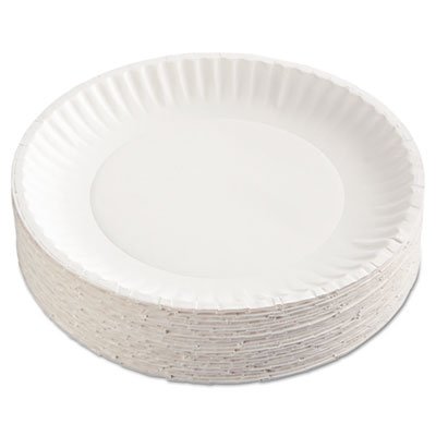 AJM PP9GRAWH Paper Plates, 9" Diameter, White, 100/Pack, 12 Packs/Carton AJMPP9GRAWH