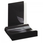 UNV56116 Paper Report Cover, Tang Clip, Letter, 1/2" Capacity, Clear/Black, 25/Box UNV56116