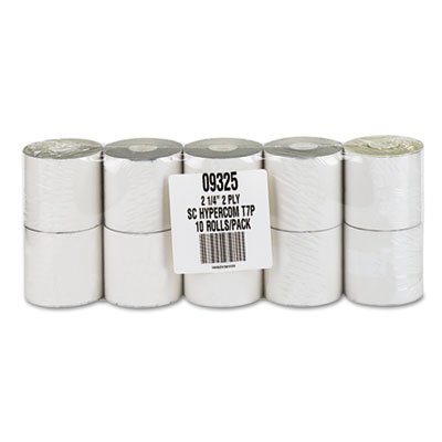 Pm Company 9325 Paper Rolls, Credit Verification, 2 1/4" x 70 ft, White/Canary, 10/Pack PMC09325