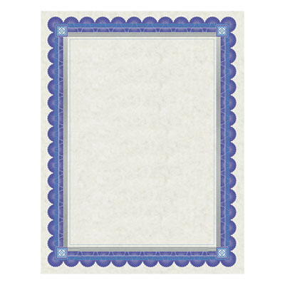 Southworth Parchment Certificates, Academic, Ivory with Blue and Silver-Foil Border, 8 1/2 x 11, 15/Pack SOUCT1R