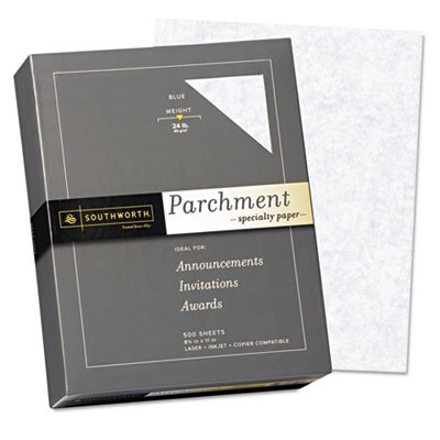 Southworth Parchment Specialty Paper, Blue, 24 lbs., 8-1/2 x 11, 500/Box SOU964C
