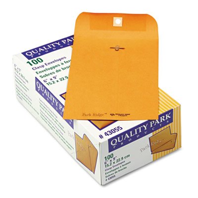 Quality Park Park Ridge Kraft Clasp Envelope, 6 x 9, Brown Kraft, 100/Box QUA43055