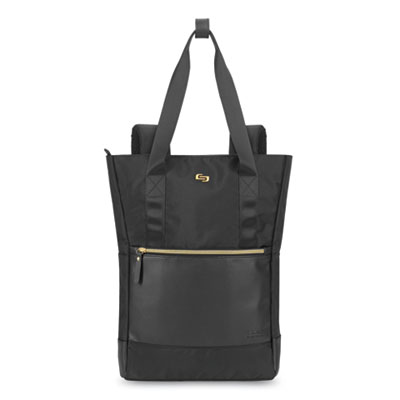 Solo EXE801-4 Parker Hybrid Tote/Backpack, Holds Laptops 15.6", 3.75 x 16.5 x 16.5, Black