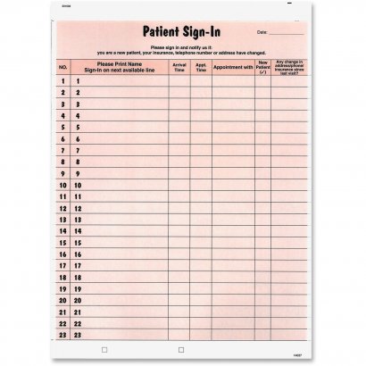 Tabbies Patient Sign-In Label Forms 14530