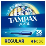 Tampax Pearl Tampons, Regular, 36/Box, 12 Box/Carton PGC71127