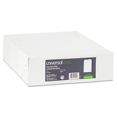 UNV40100 Peel Seal Strip Catalog Envelope, 9 x 12, White, 100/Box UNV40100