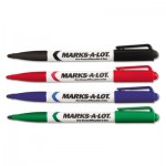 Marks-A-Lot Pen Style Dry Erase Markers, Bullet Tip, Assorted, 4/Set AVE24459