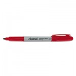 UNV07072 Pen Style Permanent Markers, Fine Point, Red, Dozen UNV07072