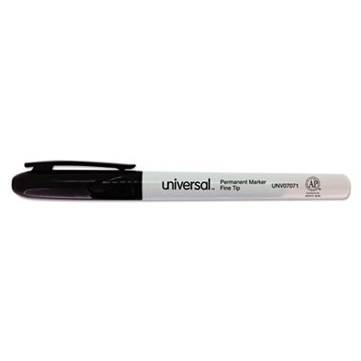 UNV07071 Pen Style Permanent Markers, Fine Point, Black, Dozen UNV07071