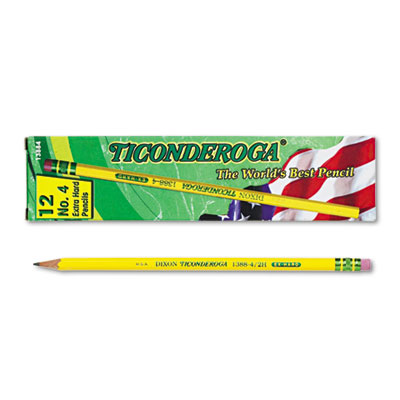 Ticonderoga Pencils, 2H (#4), Black Lead, Yellow Barrel, Dozen DIX13884