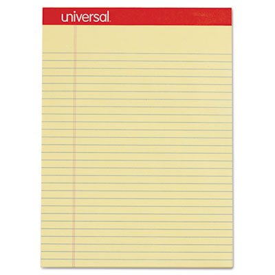 UNV10630 Perforated Edge Writing Pad, Legal/Margin Rule, Letter, Canary, 50-Sheet, Dozen UNV10630