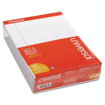 UNV20630 Perforated Edge Writing Pad, Legal Ruled, Letter, White, 50-Sheet, Dozen UNV20630
