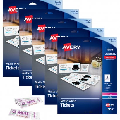 Avery Perforated Raffle Tickets with Tear-Away Stubs - 2-Sided Printing 16154CT