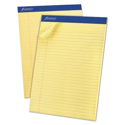 Ampad Perforated Writing Pad, 8 1/2" x 11 3/4", Canary, 50 Sheets, Dozen TOP20220