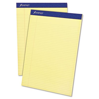 Ampad Perforated Writing Pad, 8 1/2" x 11 3/4", Canary, 50 Sheets, Dozen TOP20222