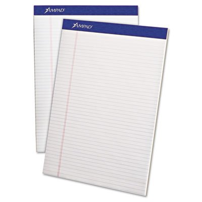 Ampad Perforated Writing Pad, 8 1/2 x 11 3/4, White, 50 Sheets, Dozen TOP20322