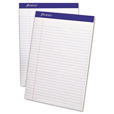 Ampad Perforated Writing Pad, 8 1/2 x 11 3/4, White, 50 Sheets, Dozen. TOP20320