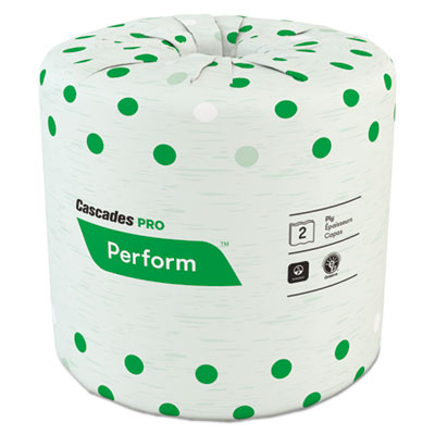 Cascades PRO Perform Standard Bathroom Tissue, Septic Safe, 2-Ply, White, 4 x 3 1/2, 336 Sheets/Roll, 48