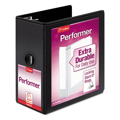 Cardinal Performer ClearVue Slant-D Ring Binder, 3 Rings, 5" Capacity, 11 x 8.5, Black CRD17951