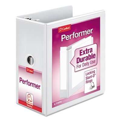 Performer ClearVue Slant-D Ring Binder, 5" Cap, 11 x 8 1/2, White CRD17950