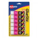 Avery Permanent Glue Stics, White Application, .26 oz, Stick, 6/Pack AVE98095