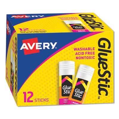 Avery Permanent Glue Stics, White Application, Washable, 1.27 oz, Stick AVE00196