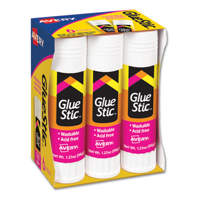 Avery Permanent Glue Stics, White Application, 1.27 oz, 6/Pack AVE98073