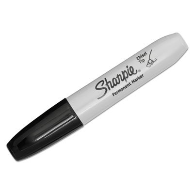 Sharpie Permanent Marker, 5.3mm Chisel Tip, Black, Dozen SAN38201