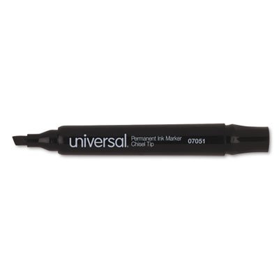 UNV07051 Permanent Markers, Chisel Tip, Black, Dozen UNV07051