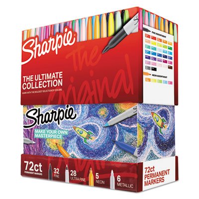 Sharpie Permanent Markers Ultimate Collection, Assorted Tips, Assorted Colors, 72/Set SAN1983254
