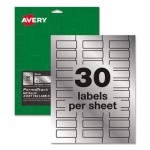 Avery PermaTrack Metallic Asset Tag Labels, Laser Printers, 0.75 x 2, Metallic Silver, 30/Sheet, 8 Sheets/Pack AVE61524