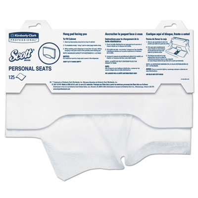 Scott 7410 Personal Seats Sanitary Toilet Seat Covers, 15 x 18, White, 125/Pack KCC07410PK