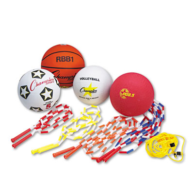 Champion Sports Physical Education Kit w/Seven Balls, 14 Jump Ropes, Assorted Colors CSIUPGSET2