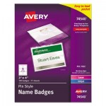 Avery Pin-Style Badge Holder with Laser/Inkjet Insert, Top Load, 4 x 3, White, 100/Box AVE74540