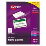 Avery Pin-Style Badge Holder with Laser/Inkjet Insert, Top Load, 3.5 x 2.25, White, 100/Box AVE74549
