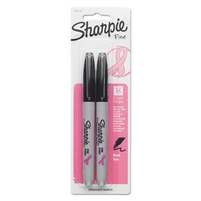 Sharpie Pink Ribbon Fine Tip Permanent Marker, Black, 2/Pack SAN1801743