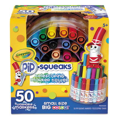 Crayola 588750 Pip-Squeaks Telescoping Marker Tower, Medium Bullet Tip, Assorted Colors, 50/Pack CYO588750