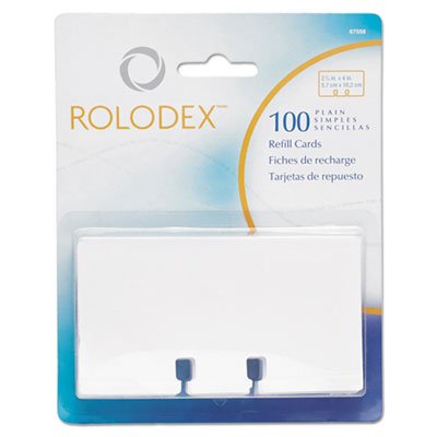 Rolodex 71691 Plain Unruled Refill Card, 2 1/4 x 4, White, 100 Cards/Pack ROL67558