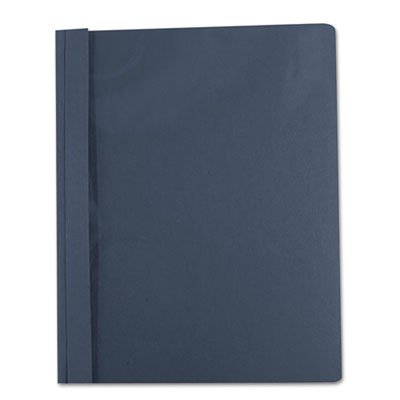 UNV56138 Plastic Cover, Tang Clip, Letter, 1/2" Capacity, Clear/Dark Blue, 25/Box UNV56138