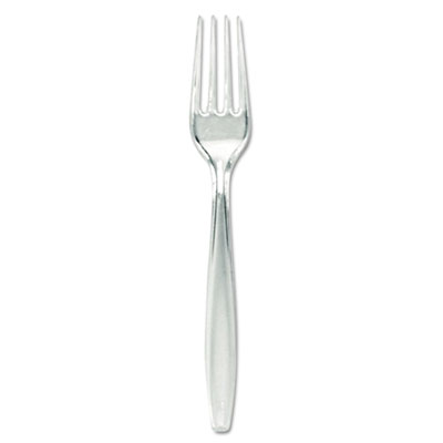 Dixie Plastic Cutlery, Forks, Heavyweight, Clear, 1,000/Carton DXEFH017