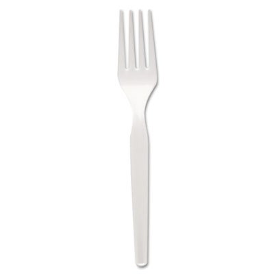 Dixie Plastic Cutlery, Heavy Mediumweight Forks, White, 1000/Carton DXEFM217