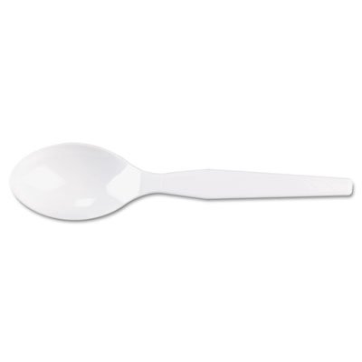 Dixie Plastic Cutlery, Heavy Mediumweight Teaspoons, White, 100/Box DXETM207