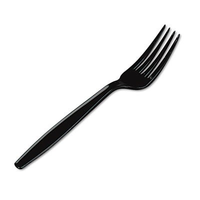 Dixie Plastic Cutlery, Heavyweight Forks, Black, 1000/Carton DXEFH517