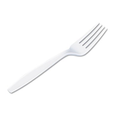 Dixie Plastic Cutlery, Heavyweight Forks, White, 1000/Carton DXEFH217