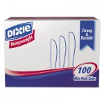 Dixie Plastic Cutlery, Heavyweight Knives, White, 100/Box DXEKH207
