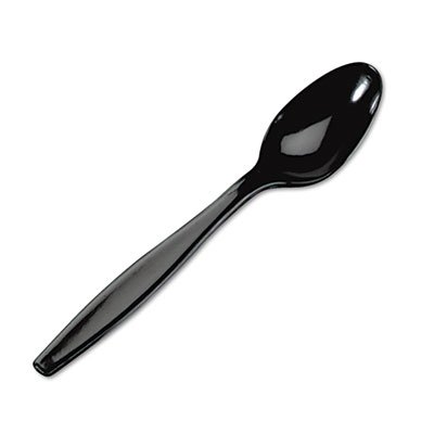 Dixie Plastic Cutlery, Heavyweight Teaspoons, Black, 1000/Carton DXETH517