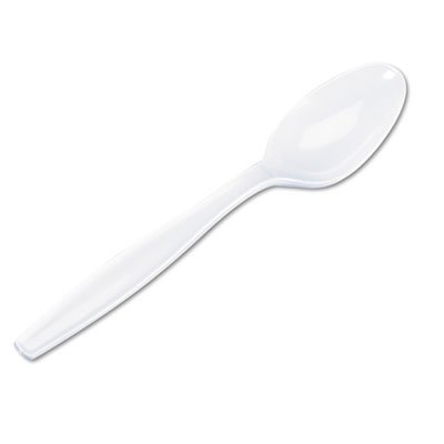 Dixie Plastic Cutlery, Heavyweight Teaspoons, White, 1000/Carton DXETH217