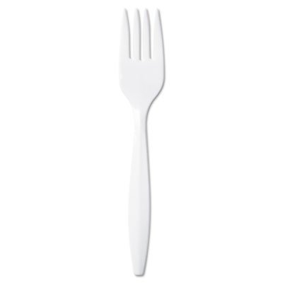 Dixie Plastic Cutlery, Mediumweight Forks, White, 1000/Carton DXEPFM21