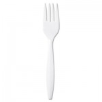 Dixie Plastic Cutlery, Mediumweight Forks, White, 1000/Carton DXEPFM21